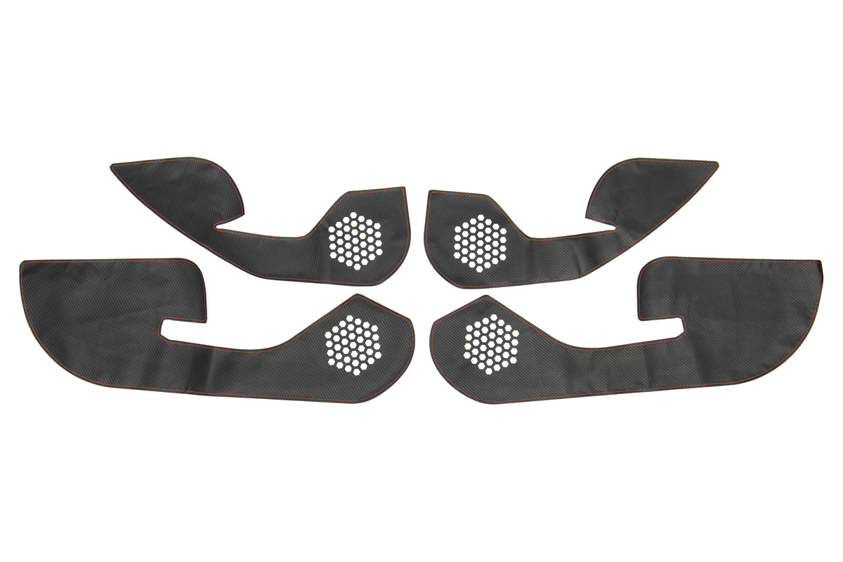 OLM Carbon Look Kick Guard Protection Set with Red Stitching (Non HK Equipped) - 2015-2021 Subaru STI