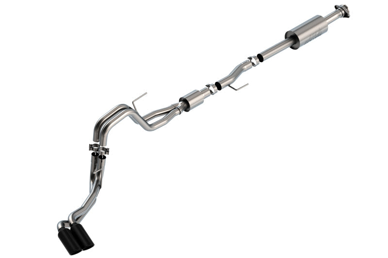 Borla F-150 2021 5.0L 4dr CC SB EC STB Lariat/KR/Pltm/LTD 3/2.25 DSE Cat-Back S-Type Black CHR Tips 140874BC