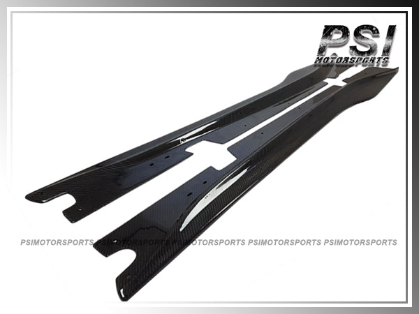 For 2014-2019 Chevrolet Corvette C7 All Models Only - R1 Style Carbon Fiber Side Skirt Add-on Lips