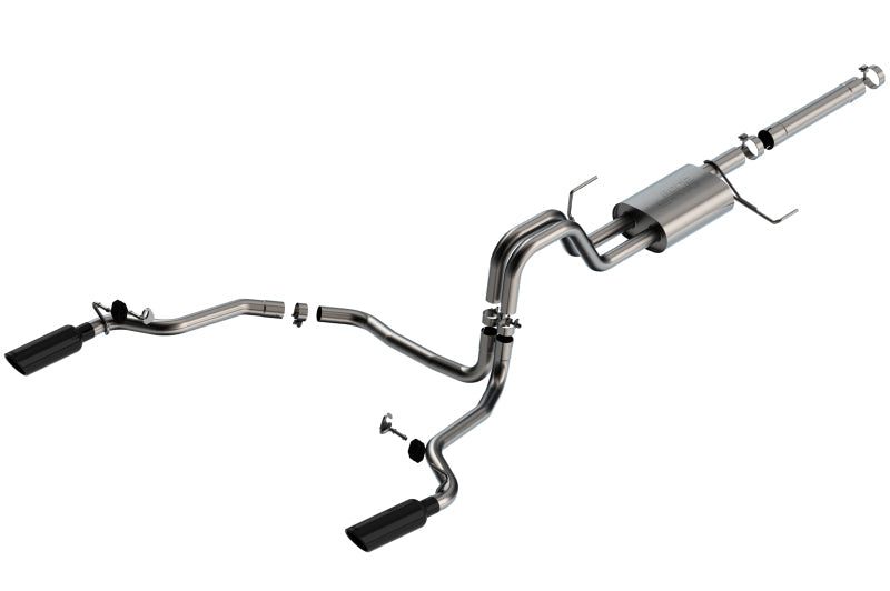 Borla 21-22 F-150 Powerboost 3.5L V6 2WD & 4WD 4DR 3in, 2.25in S-TYPE Catback w/ Black Chrome Tips 140903BC