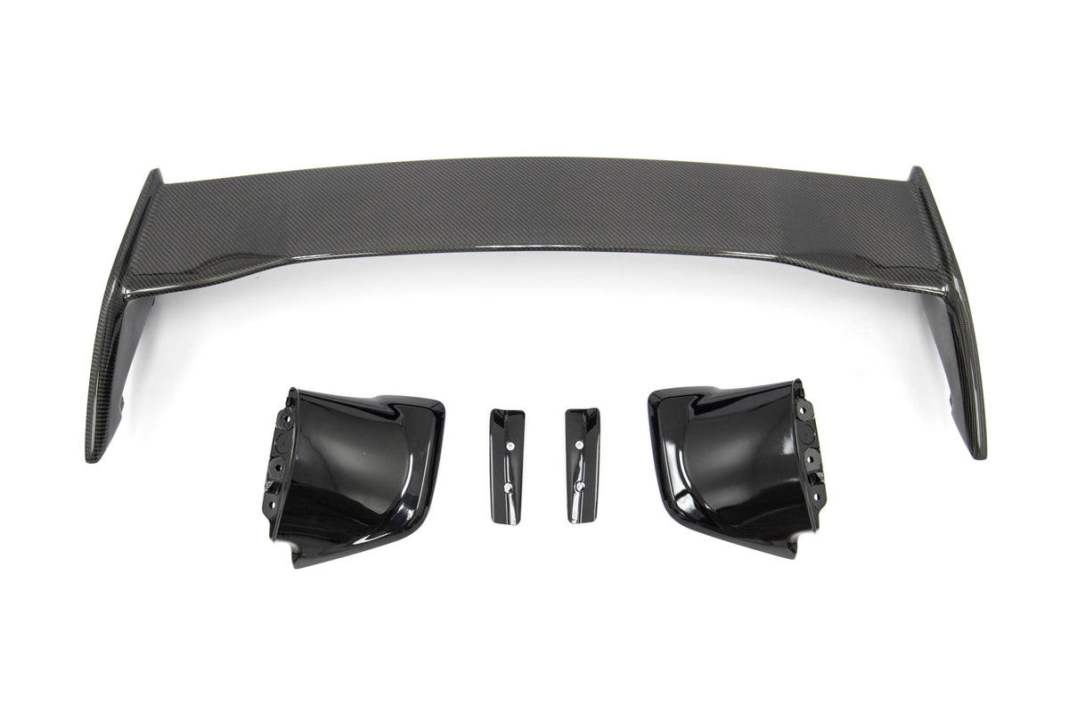 OLM Silverline Carbon Fiber OEM S Style Spoiler with Black Bases - 2015+ WRX / 2015+ STI
